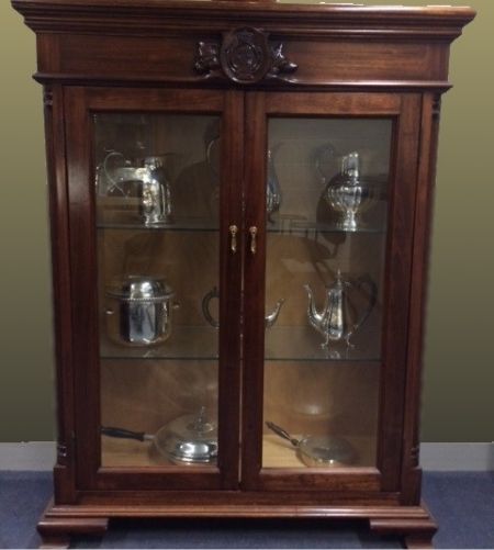 Mahogany silverware display cabinet