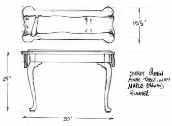 Queen Anne Hall table drawing